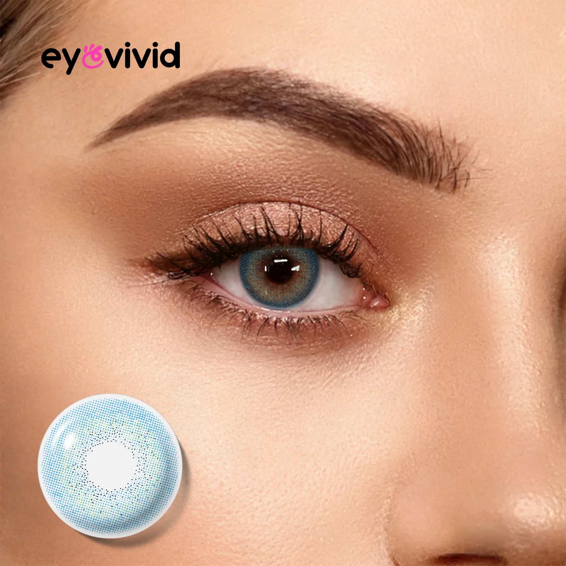 Tintlure Mist Blue Contact Lenses for Dark Eyes natural route example