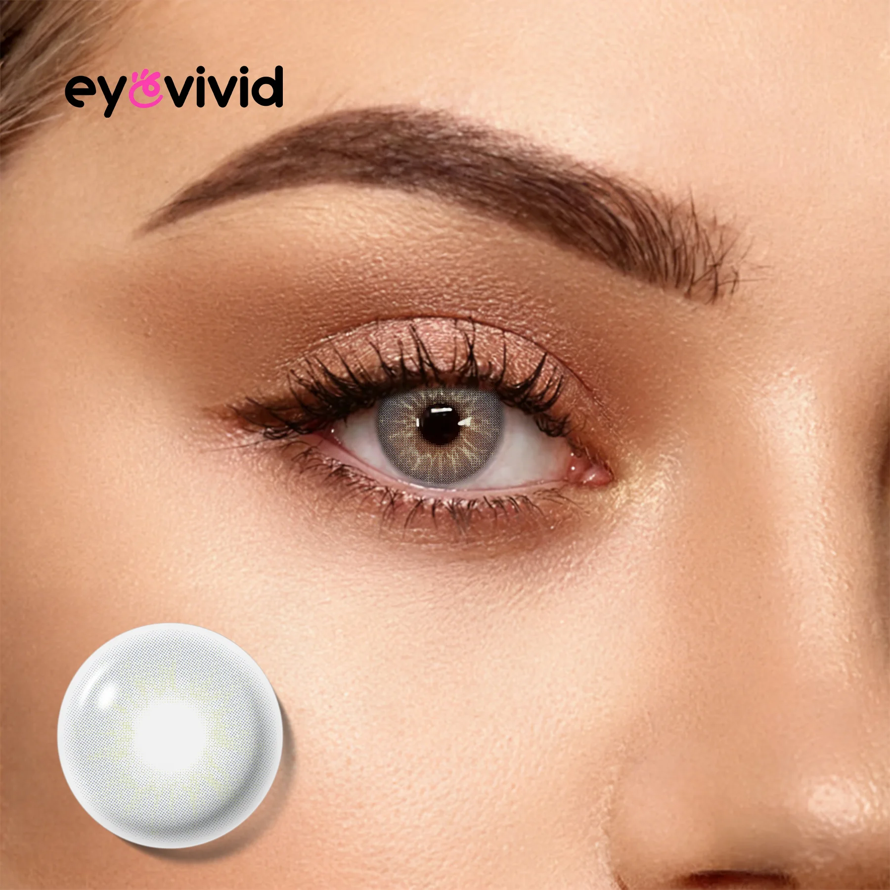 Tintlure Halo Gray Contact Lenses for Dark Eyes natural route example