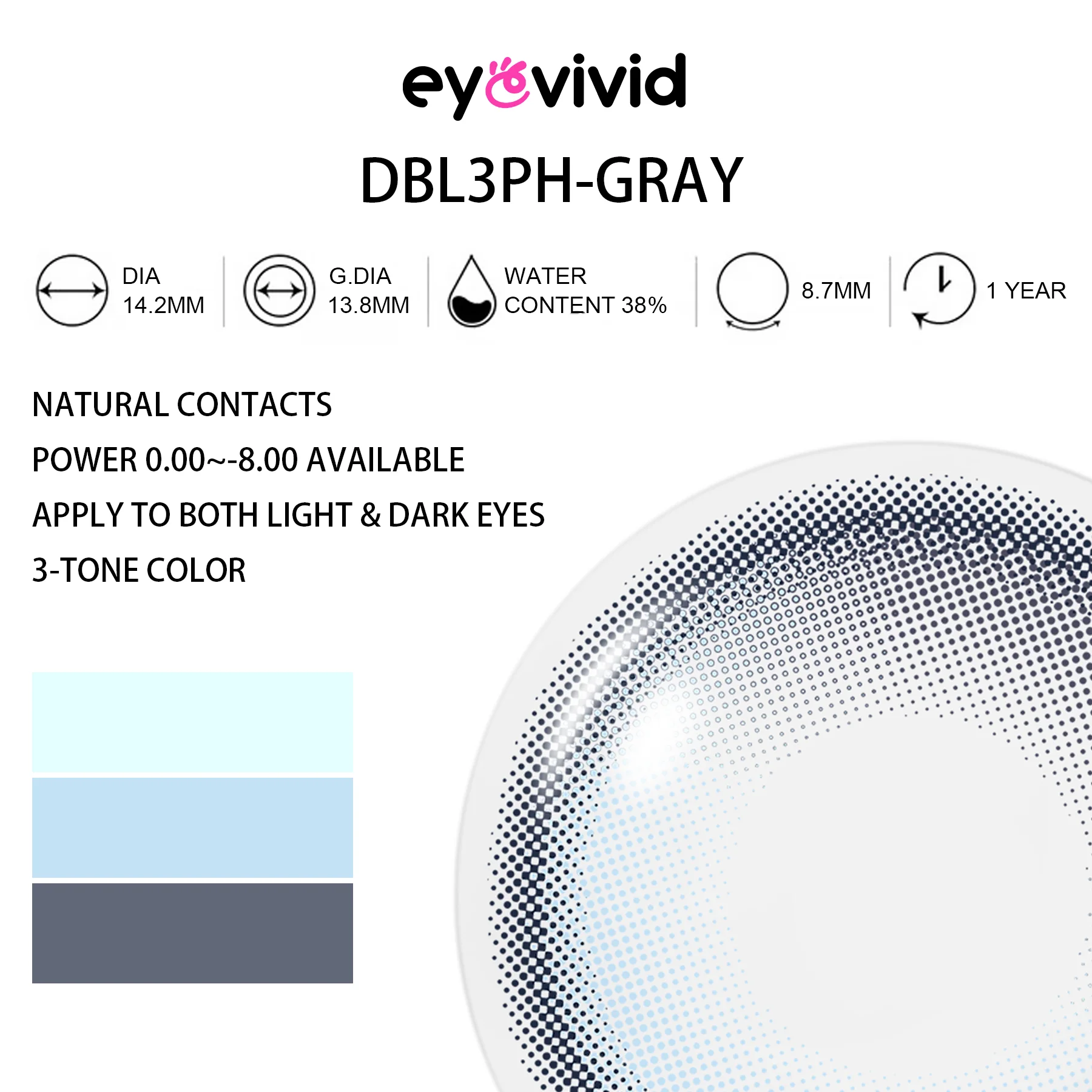Tintlure Aurora Pearl Gray Contact Lenses for Soft Glam Looks alternate angle