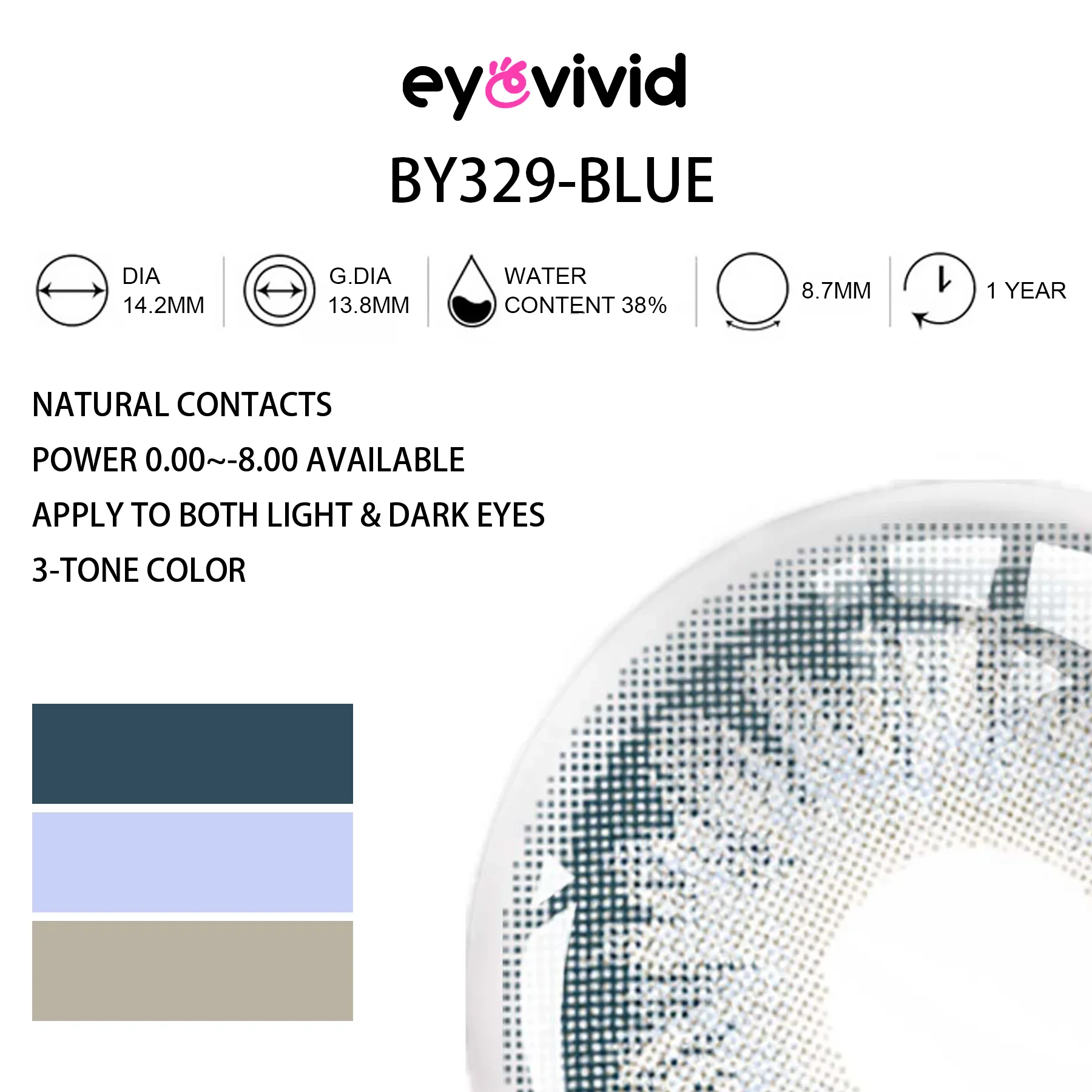Tintlure Aura Blue Contact Lenses for Everyday Wear alternate angle