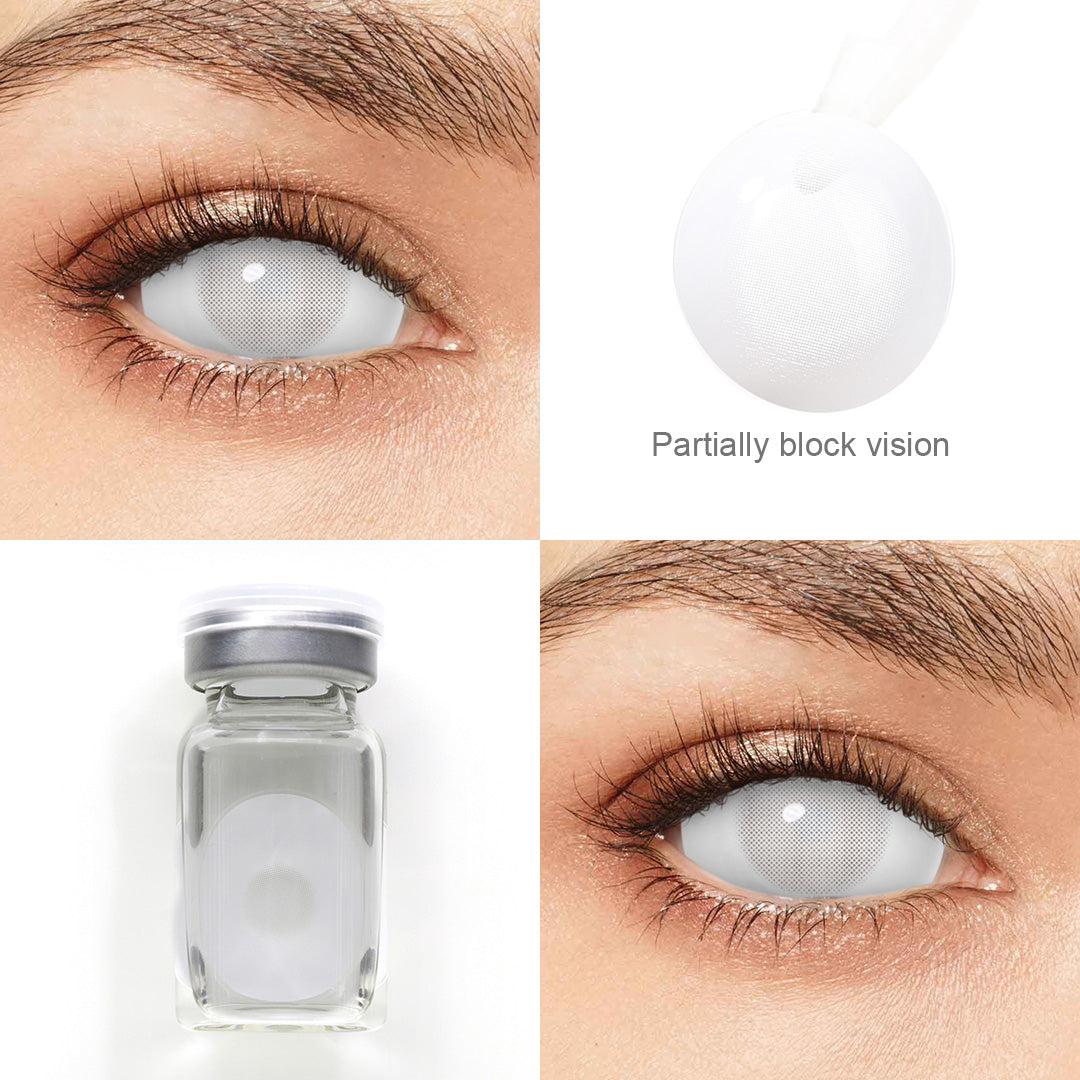 All White Mesh Sclera Contacts - Image 4