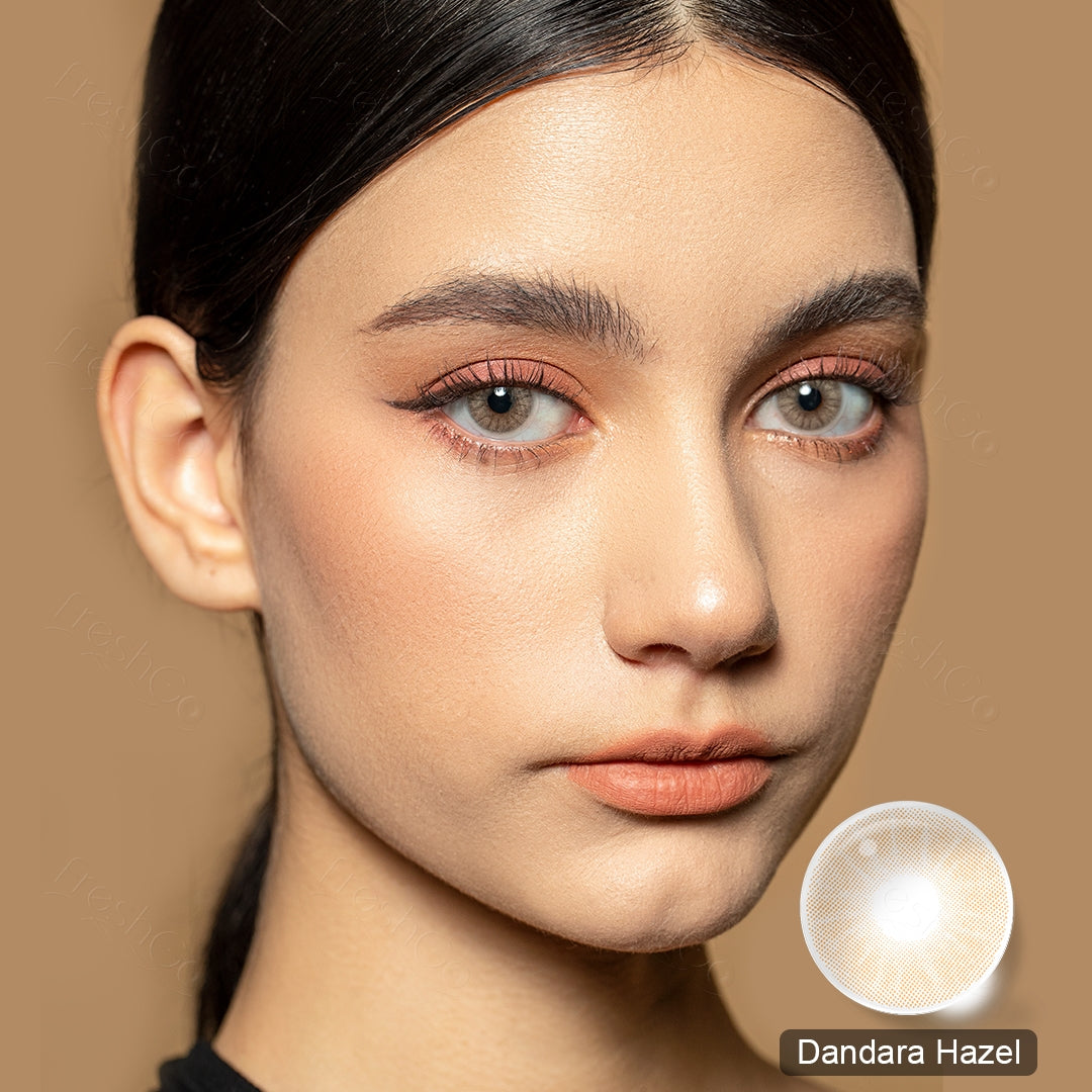 Dandara Hazel colored contacts natural beginner reference for dark eyes