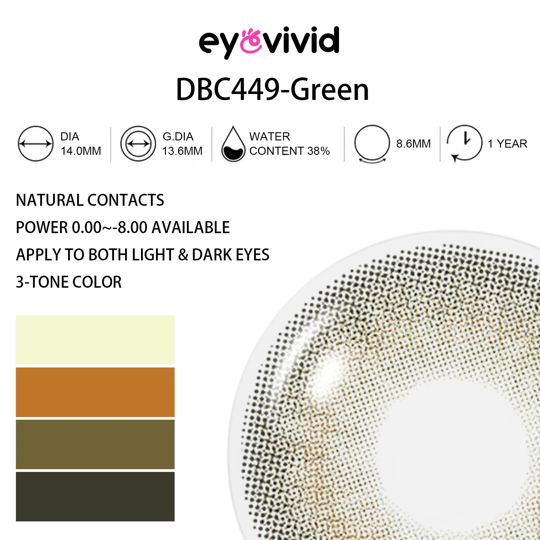 Tintlure Crystal Green Contact Lenses for Soft Glam Looks alternate eye angle