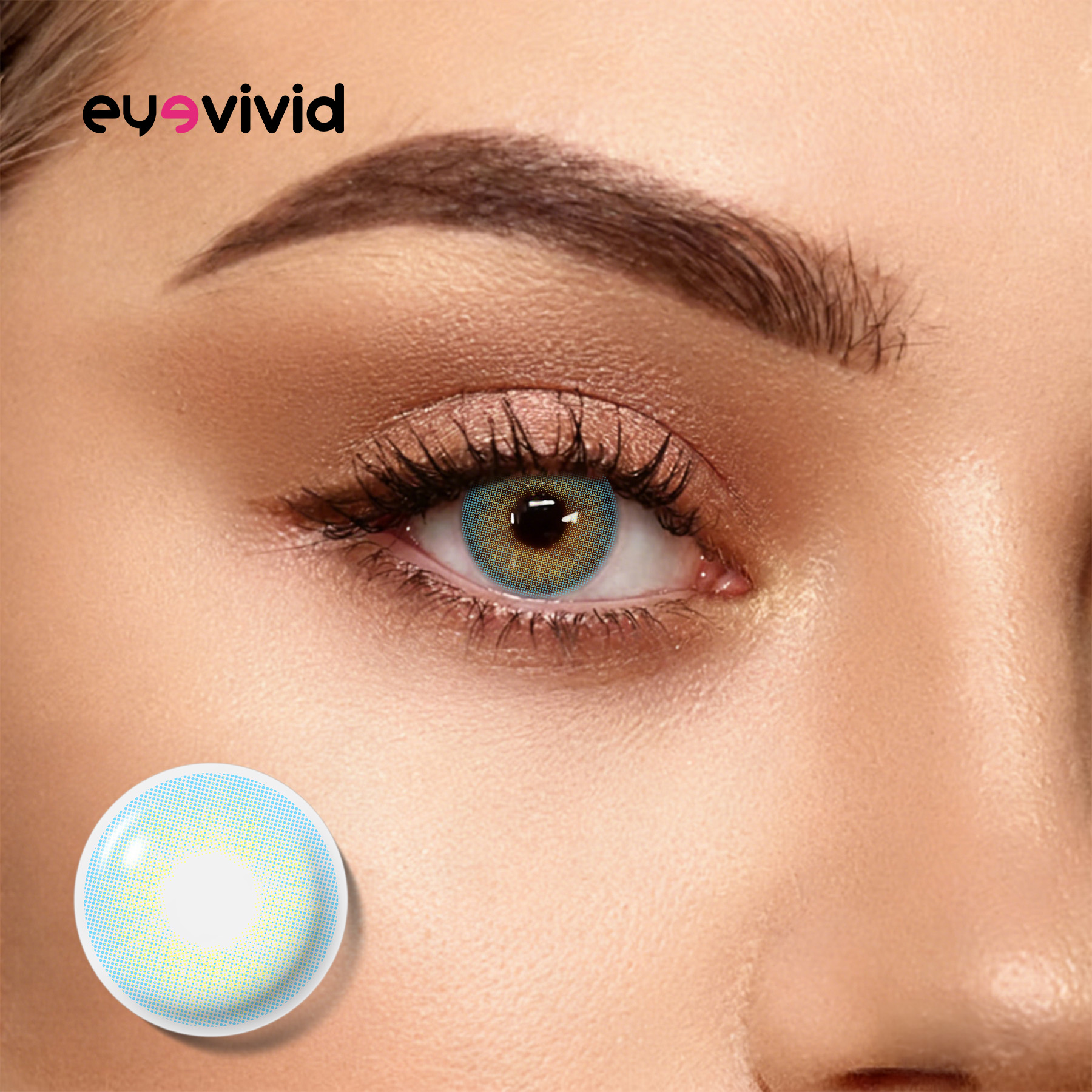 Aqua glow blue contact lenses for soft glam looks