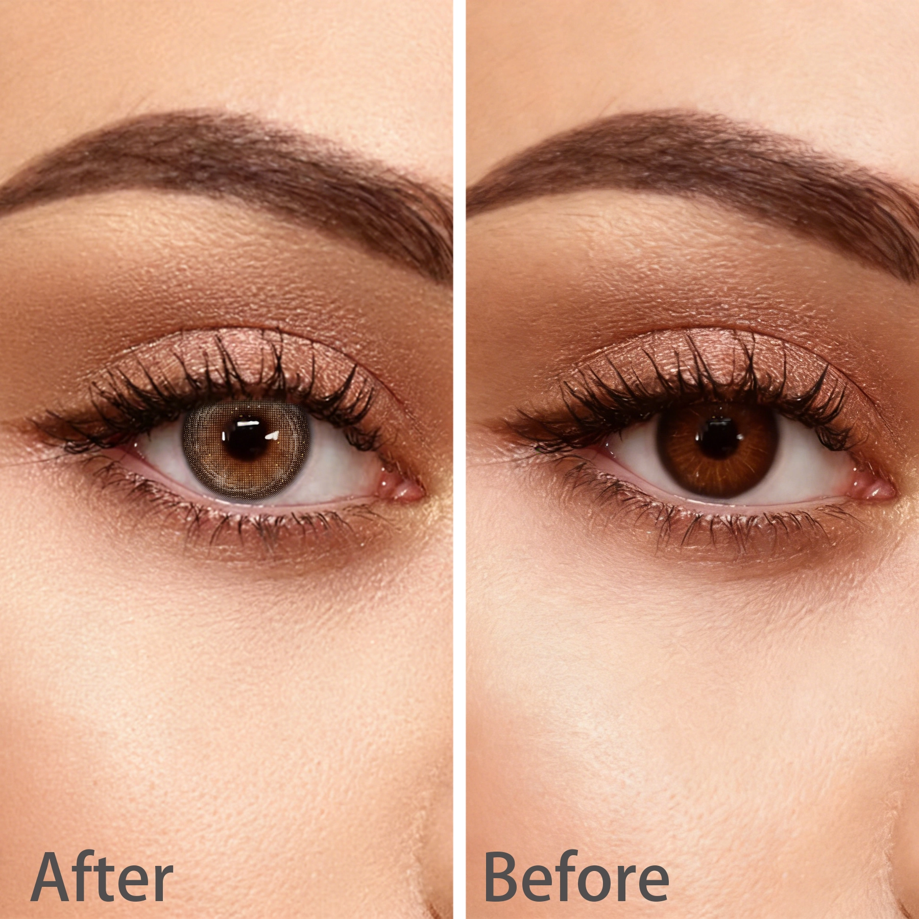 Natural taupe brown colored contact lenses for dark brown eyes